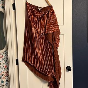 Anthropologie Guapa Pleated Satin One-Shoulder Dress